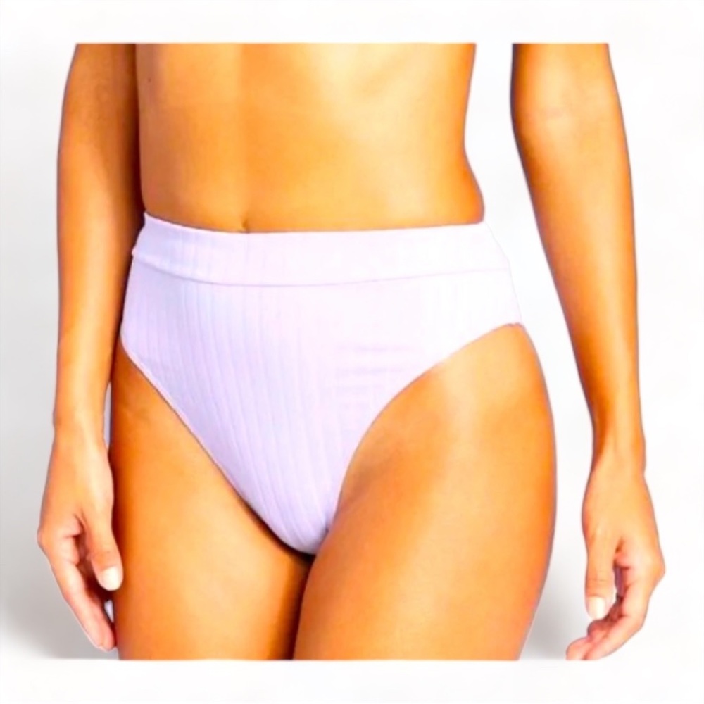 Xhilaration Lilac High Leg/Waist Ribbed Bikini Bottom- L